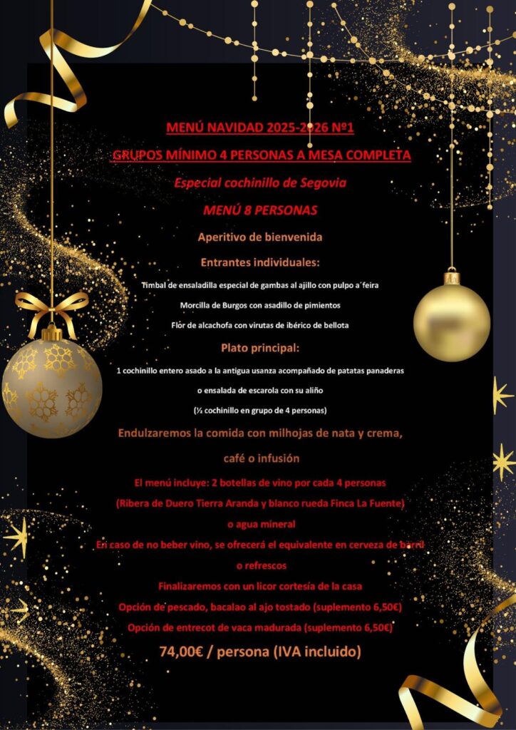 Menú Navidad 2025-2026 Nº 1