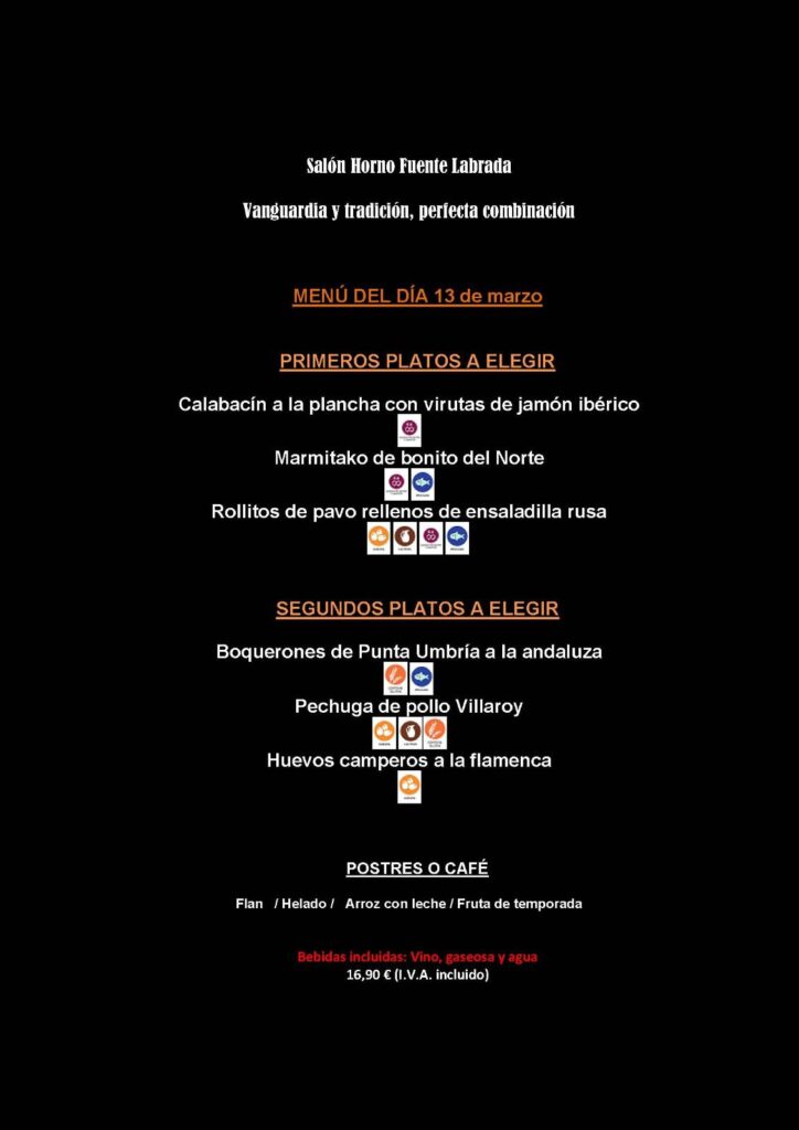 Menú del 13 de marzo