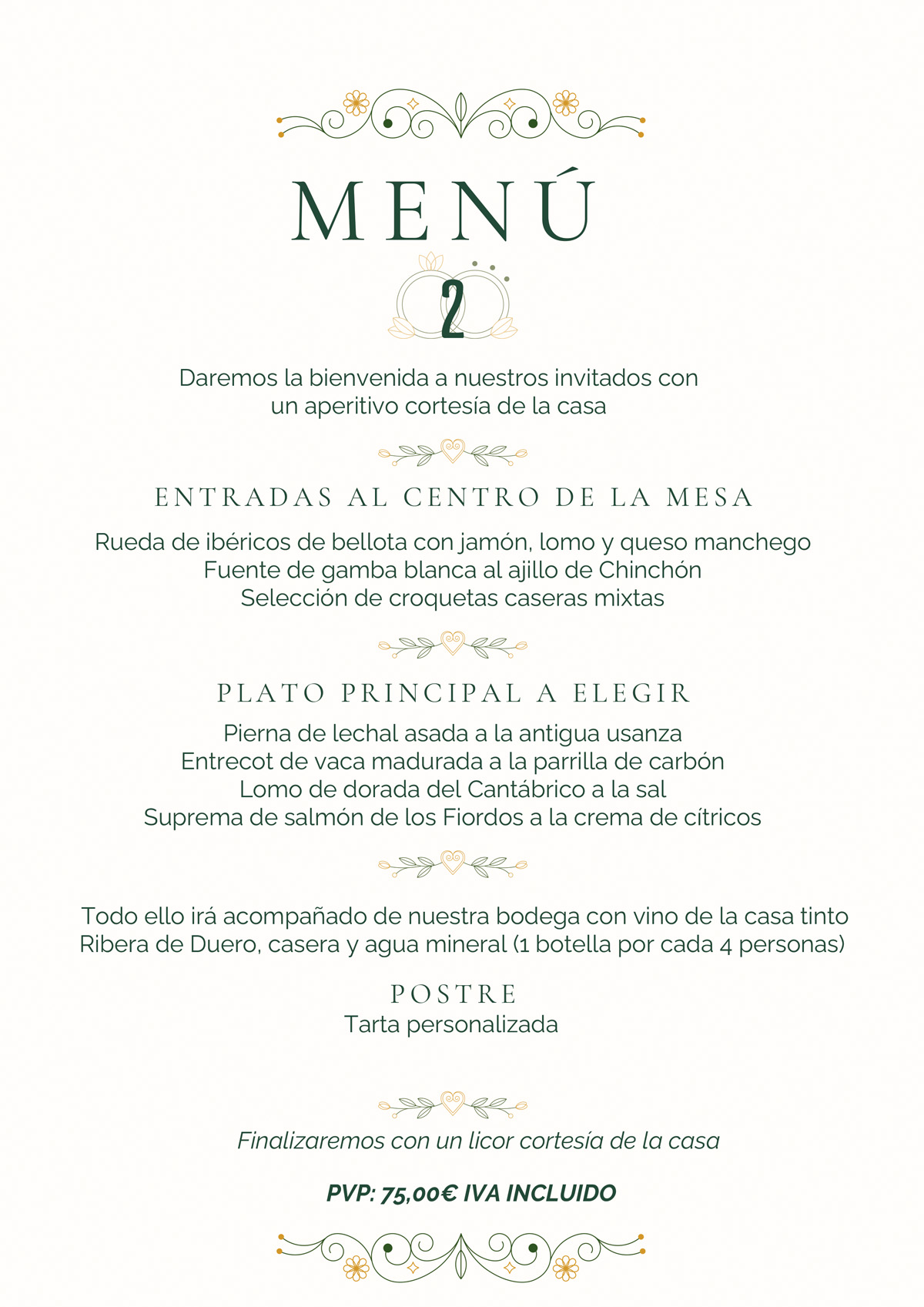 Menú Boda Oficial 2026-2027 * Menú 2