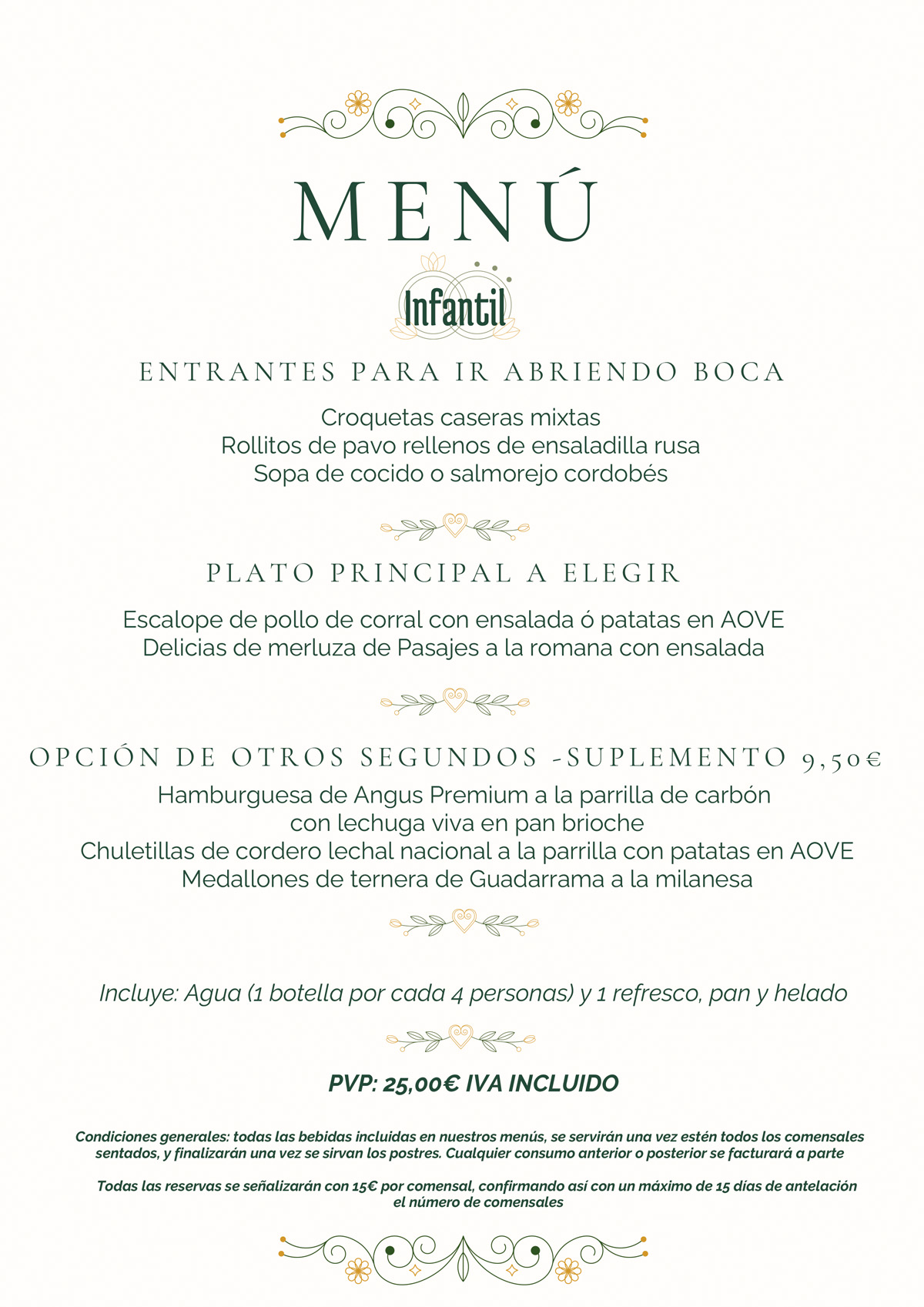 Menú Boda Oficial 2026-2027 * Menú Infantil